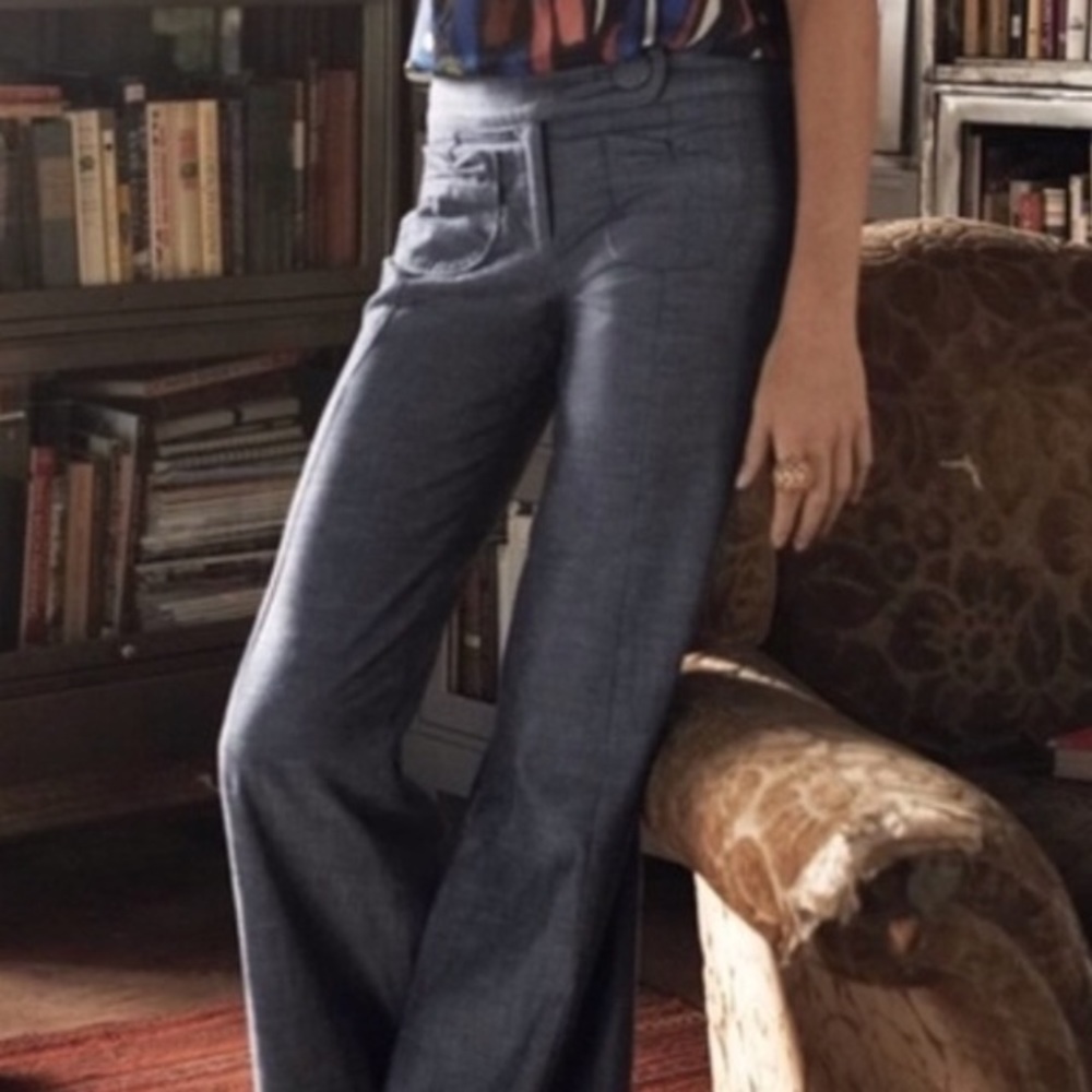 Anthropologie Elevenses chambray wide leg trouser